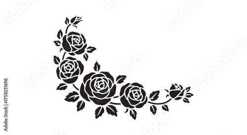 Elegant Rose Flower Corner Ornament Vector
