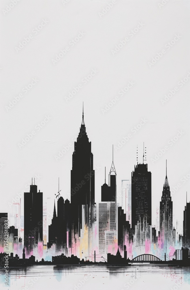 Fototapeta premium Silhouette of city´s in panorama scenery