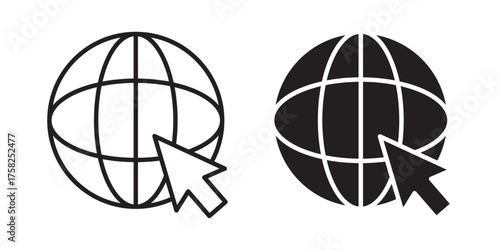 Internet icon. Go to web symbol icon, www symbol, Web icon, website, homepage icon set, earth clip art. Vector illustration with stroke and fill on a white background.