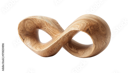 A meticulously crafted wooden sculpture, depicting an infinity symbol with intricate grain patterns