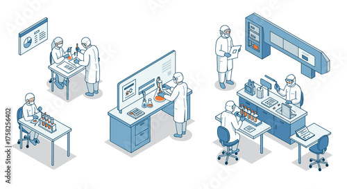 Scientists conducting experiments in a modern laboratory setting