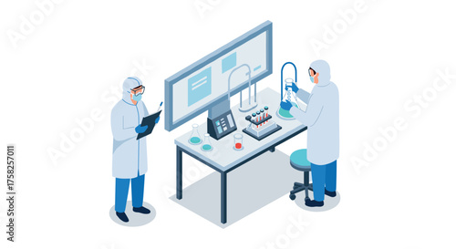 Scientists conducting experiments in a modern laboratory with advanced equipment