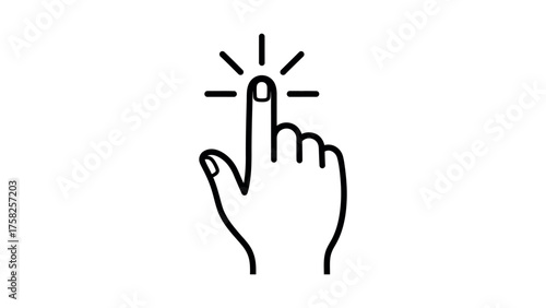 Finger Clicking Icon Line Art