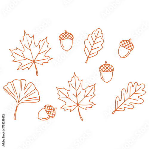 Charming autumn leaves and acorns seamless pattern in warm inviting brown tones