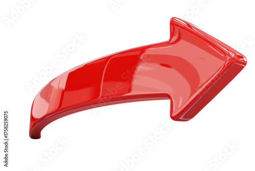 Glossy red arrow pointing right suggesting direction or forwarding on transparent background
