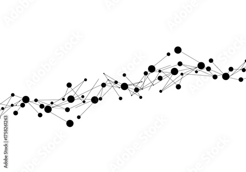 Abstract black network of interconnected nodes and lines a minimalist molecular structure.