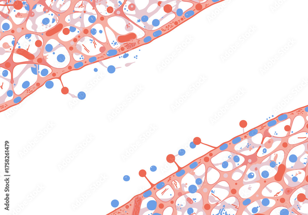 Obraz premium Abstract Cellular Structure with Red and Blue Elements Illustration.