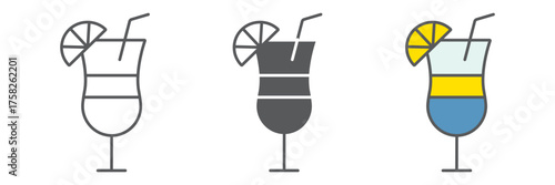 Tropical drink icon, beverage and summer, cocktail sign, vector graphics, a linear pattern on a white background. editable stroke