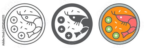 Tom yum goong icon, thai and food, shrimp sign, vector graphics, a linear pattern on a white background. editable stroke