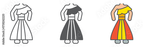 Thai dress icon, clothes and thailand, traditional costume sign, vector graphics, a linear pattern on a white background. editable stroke