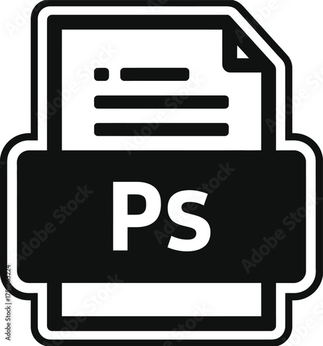 Minimalist black and white ps file icon vector graphic scalable illustration for eps format silhouette vector illustration white background