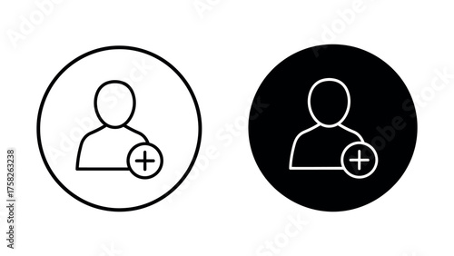 User Add Icon Set Outline and Solid person profile