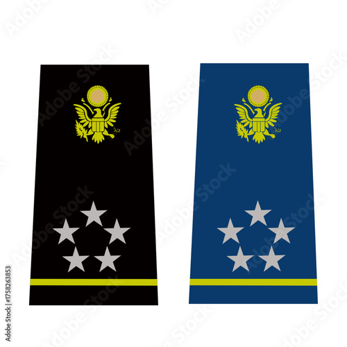 Galon de passant d'épaule et de manche de l'armée de terre et de l'air de l'armée américaine : 	Général d'armée