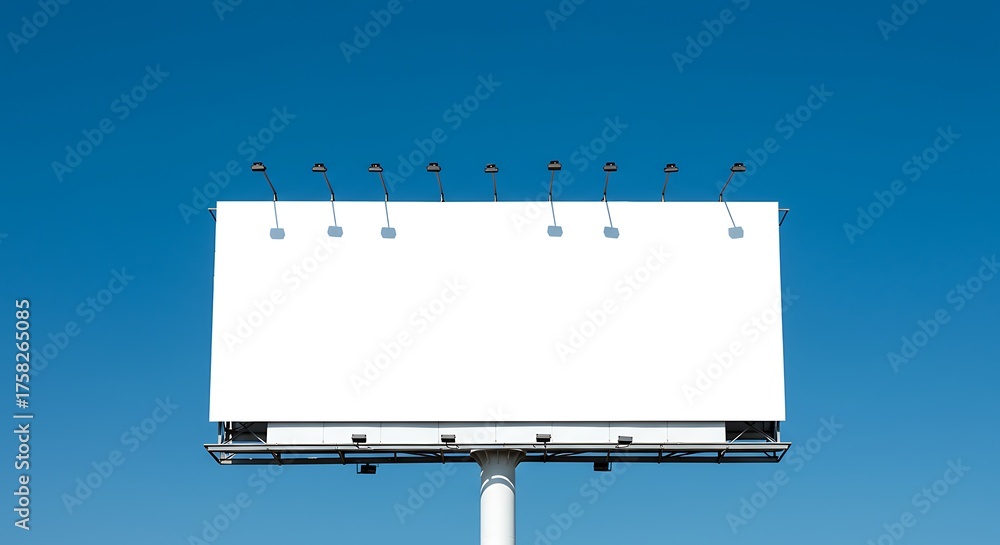 Obraz premium Blank billboard against clear blue sky ideal for advertising and promotion