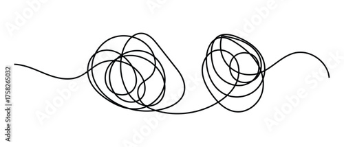 messy clew line connected icon, one line continous messy clew confusions line icon.