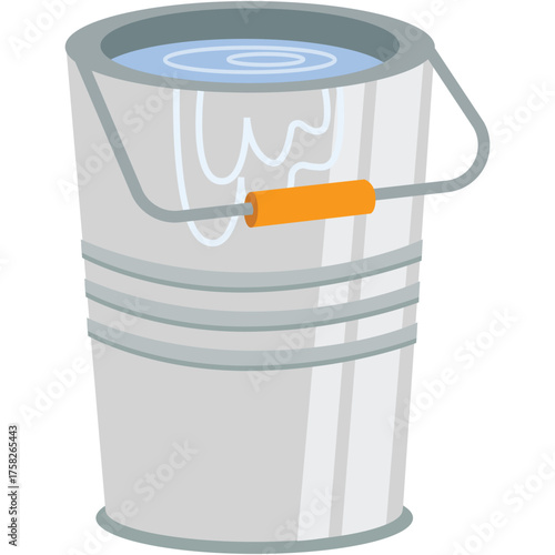 Bucket with water vector flat pail illustration