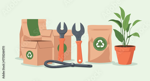 Tools and packaging for environmental repair and recycling initiatives.