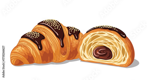 Delicious flaky chocolate filled pastry bun with crunchy toppings.