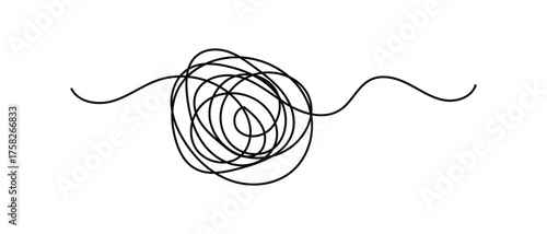 messy clew line connected icon, one line continous messy clew confusions line icon.