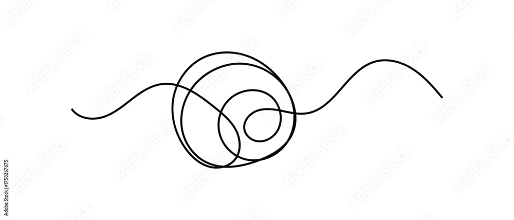 Obraz premium messy clew line connected icon, one line continous messy clew confusions line icon.