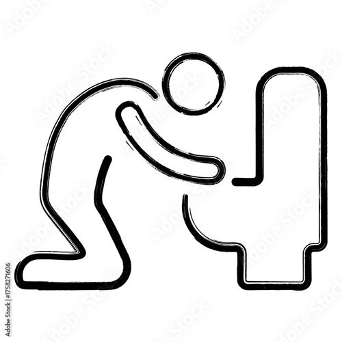 vomit icon, brush strokes, vector illustration on white background.