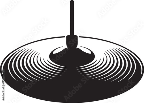 black silhouette of cymbals on white background, vector