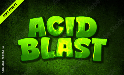 Acid blast editable text effect - bold 3d toxic green font, radioactive game title design