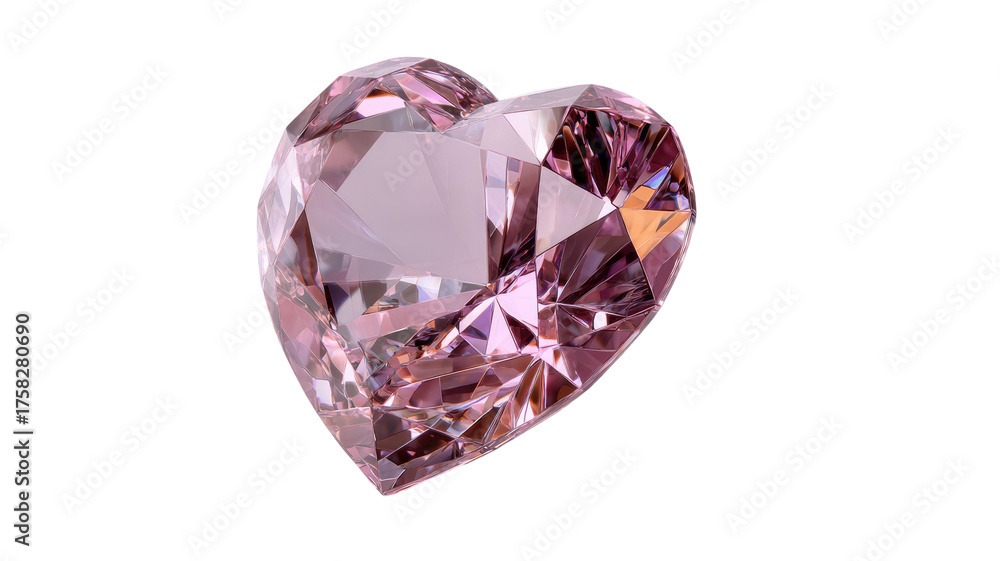 Fototapeta premium Heart-shaped diamond gem with sparkling facets brilliant crystal jewelry luxury gemstone love symbol isolated on white background
