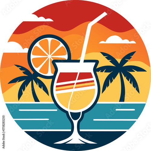 Sunset Sangria Soirée silhouette black icon