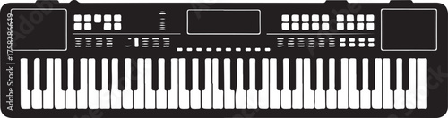 black silhouette of electric keyboard on white background, vector