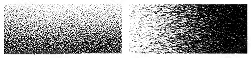 Vector art of two black and white stipple gradient textures for design elements