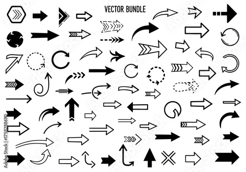 Vector art of extensive collection of diverse arrow designs, perfect for wayfinding and navigation