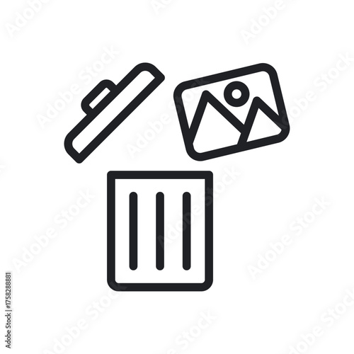 Trash Can Delete Media File Outline Icon