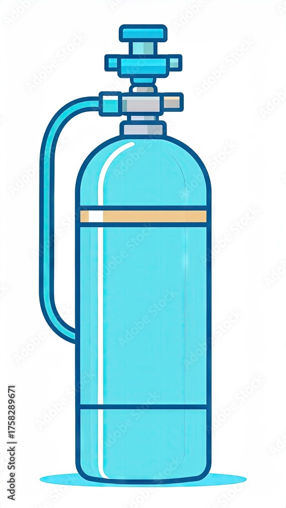 Obraz premium Light Blue Oxygen Tank with Valve and Tube