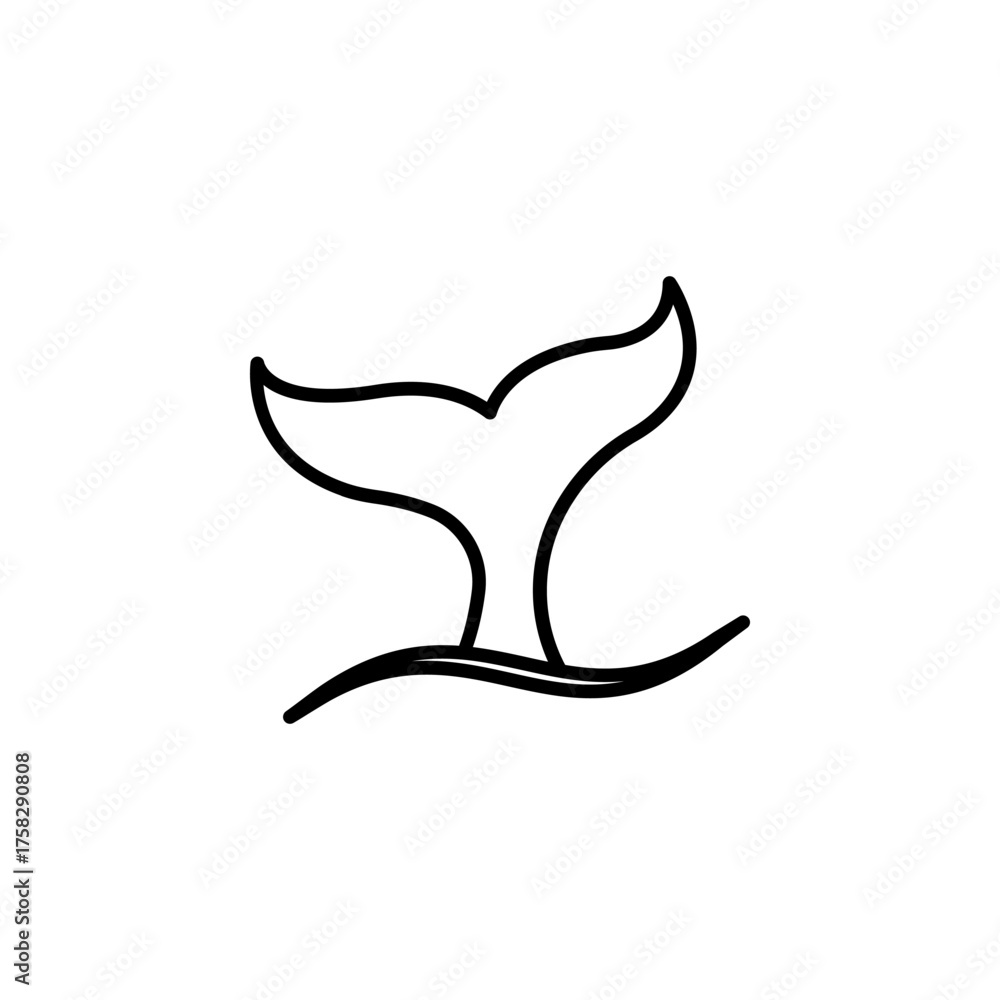 Obraz premium whale tail Icon vector sign isolated for graphic and web design. whale tail symbol template color editable on white background.