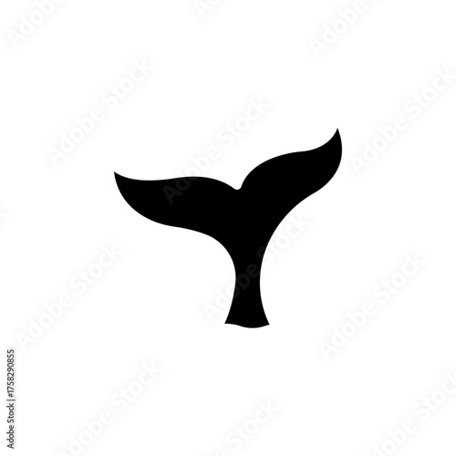 Whale tail graphic icon. Whale tail sign in the circle isolated on white background. Sea life symbol.  Vector illustration
