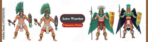 Aztec Warrior Ensemble – Feathered Headdresses & Ceremonial Gear