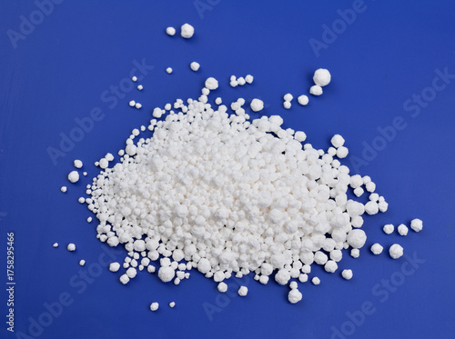 Calcium chloride on blue background
