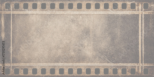 Sepia toned film strip border with perforations and scratches vector