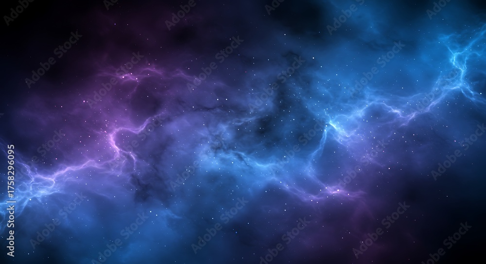 Fototapeta premium Abstract digital illustration of flowing blue and purple cosmic clouds