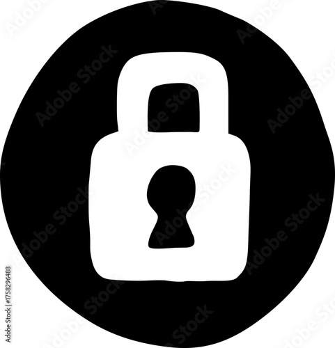 vector lock icon circle padlock black flat
