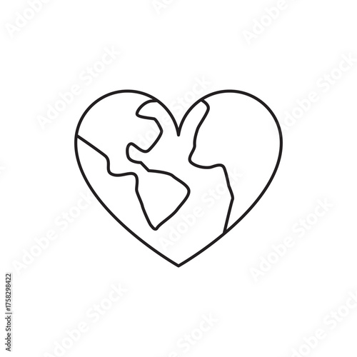 Heart and Cracked Earth Outline Simple Icon