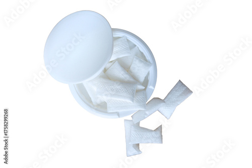 Top View of Nicotine pouches and plain white container