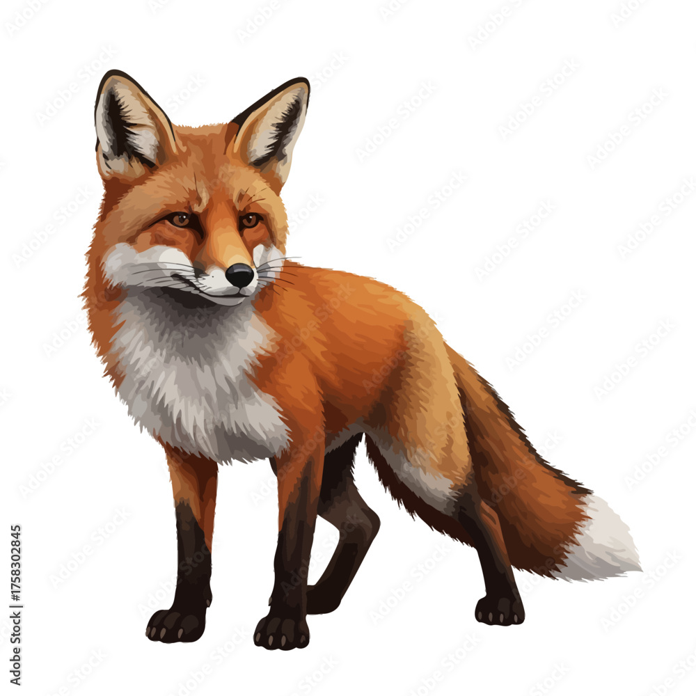 Obraz premium Determined fox character in a dynamic pose photorealistic illustration perfect for modern branding needs