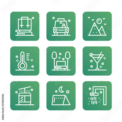 Travel icon set collection. Linear icon collection. Editable stroke. Vector illustration. tourism and outdoor recreation icon set collection