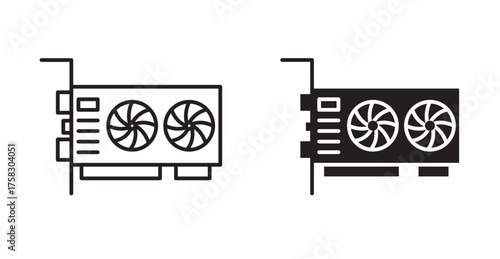 A graphic card icon typically depicts a rectangular printed circuit board with a fan, resembling a physical expansion card that plugs into a computer's motherboard