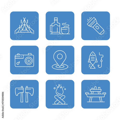 Travel icon set collection. Linear icon collection. Editable stroke. Vector illustration. tourism and outdoor recreation icon set collection