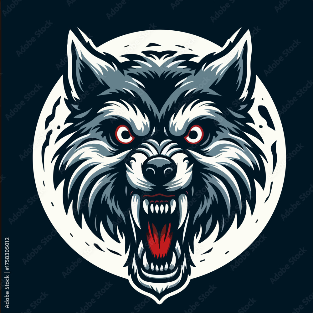 Obraz premium Illustration of a scary wolf head