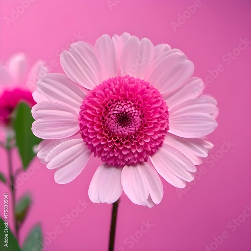 Vibrant Pink Gerbera Daisy on a Monochromatic Background