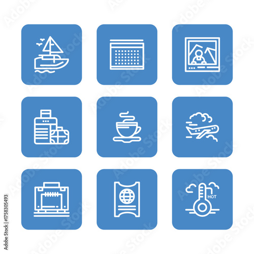 Travel icon set collection. Linear icon collection. Editable stroke. Vector illustration. tourism and outdoor recreation icon set collection